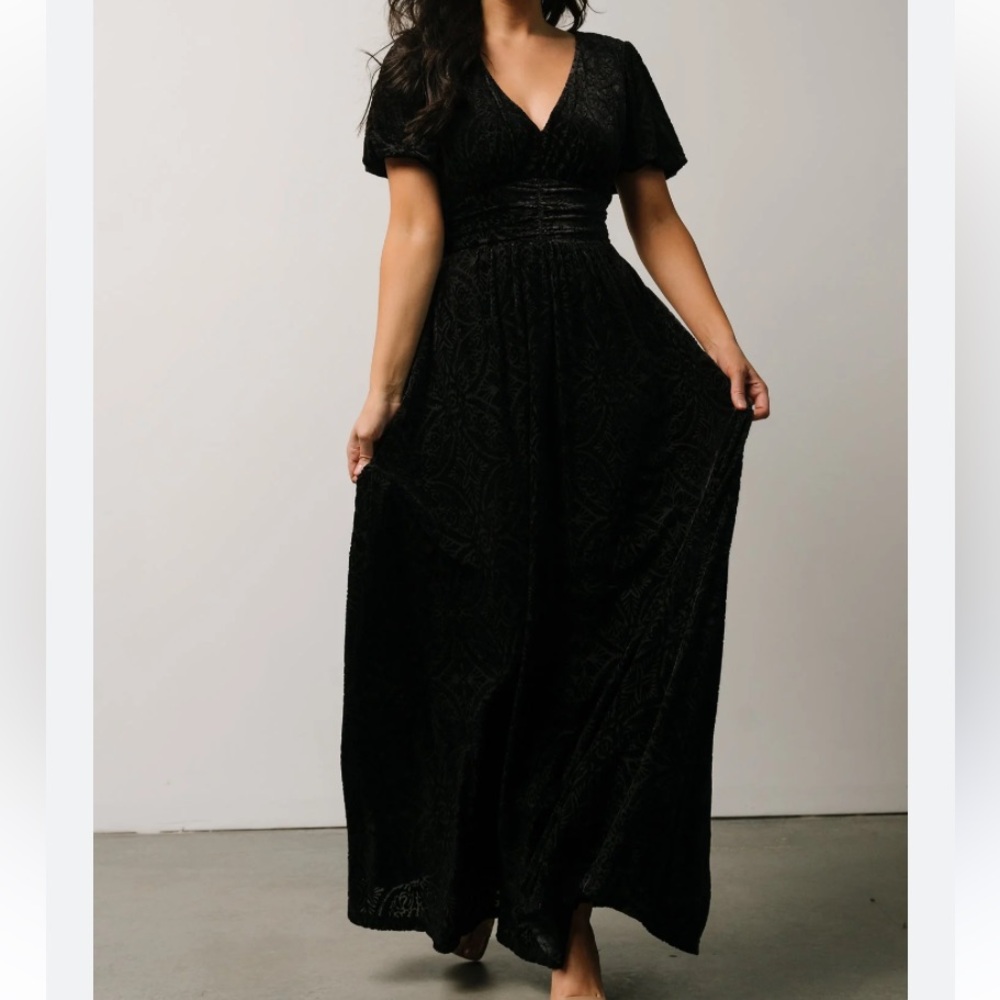 BALTIC BORN LESLIE EMBOSSED VELVET BLACK MAXI DRESS XL NEW WITH TAGS
